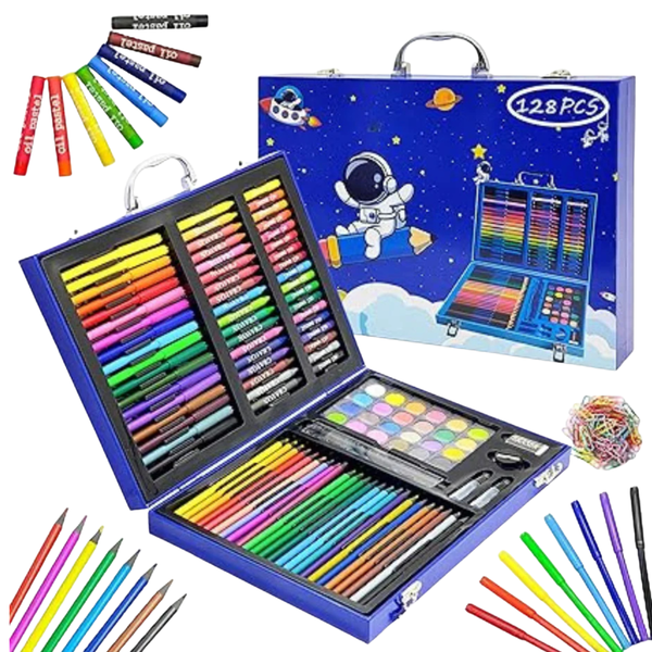 128 Pcs Drawing & Painting Kit (Ages 3+)