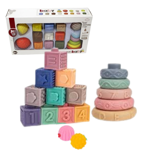 Baby Soft Rubber Ball Stacking Blocks – 17PCS