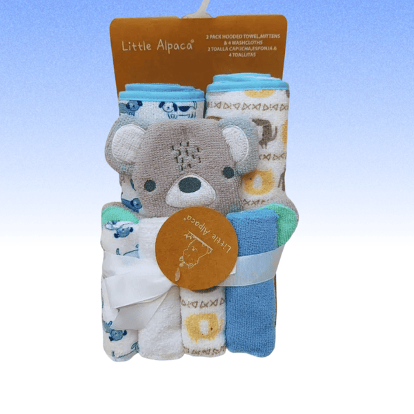 2pc Hooded + Wash Mitten + 4pc Wash Cloth Set - 0m+ - Nesh Kids Store