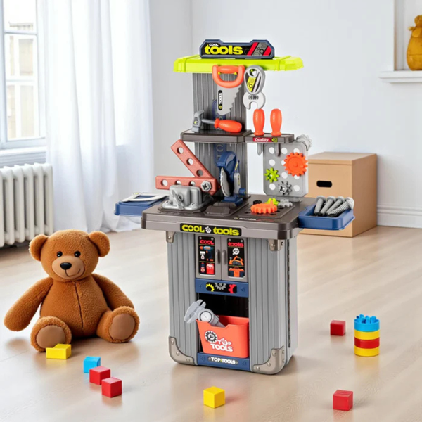 Kids 2-in-1 Tool Workbench & Portable Suitcase – Construction Toy Set (Ages 3+)
