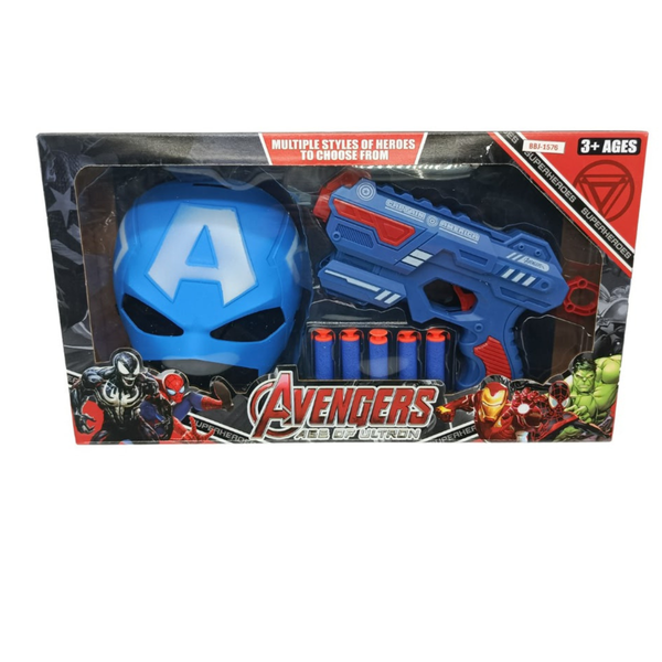 Superhero Mask & Soft Bullet Blaster Set