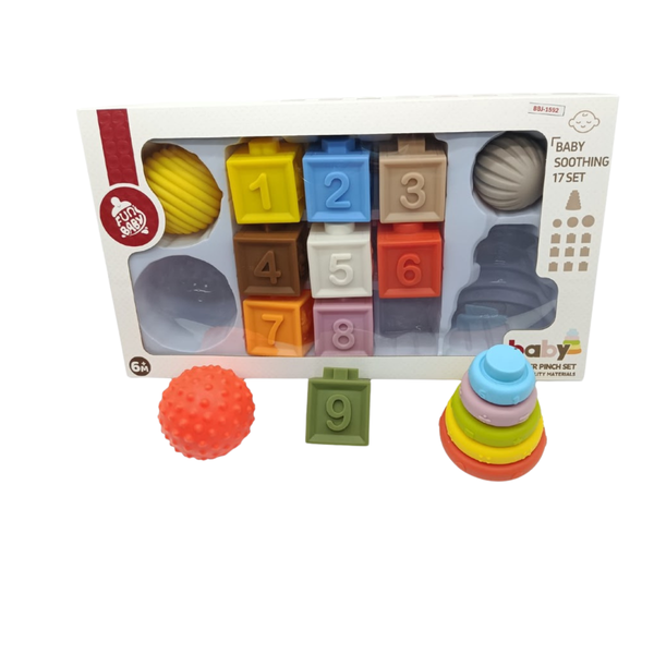 Baby Soft Rubber Ball Stacking Blocks – 17PCS