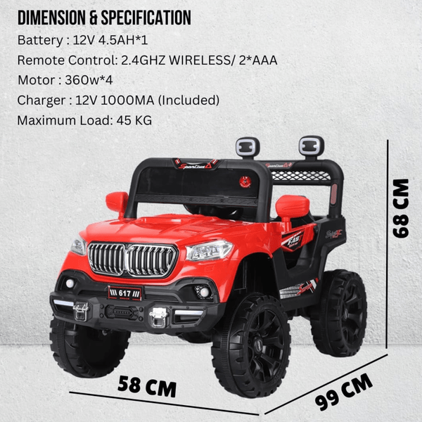 4X4 Rechargeable Ride - On BMW - 617 Jeep (6 motor speed) - Nesh Kids Store