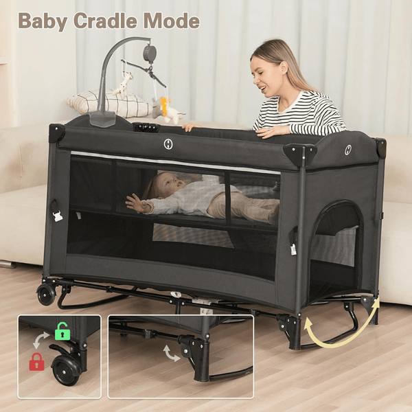 5 - in - 1 Bedside Travel Cot & Play Yard – All - in - One Baby Comfort & Convenience - Nesh Kids Store