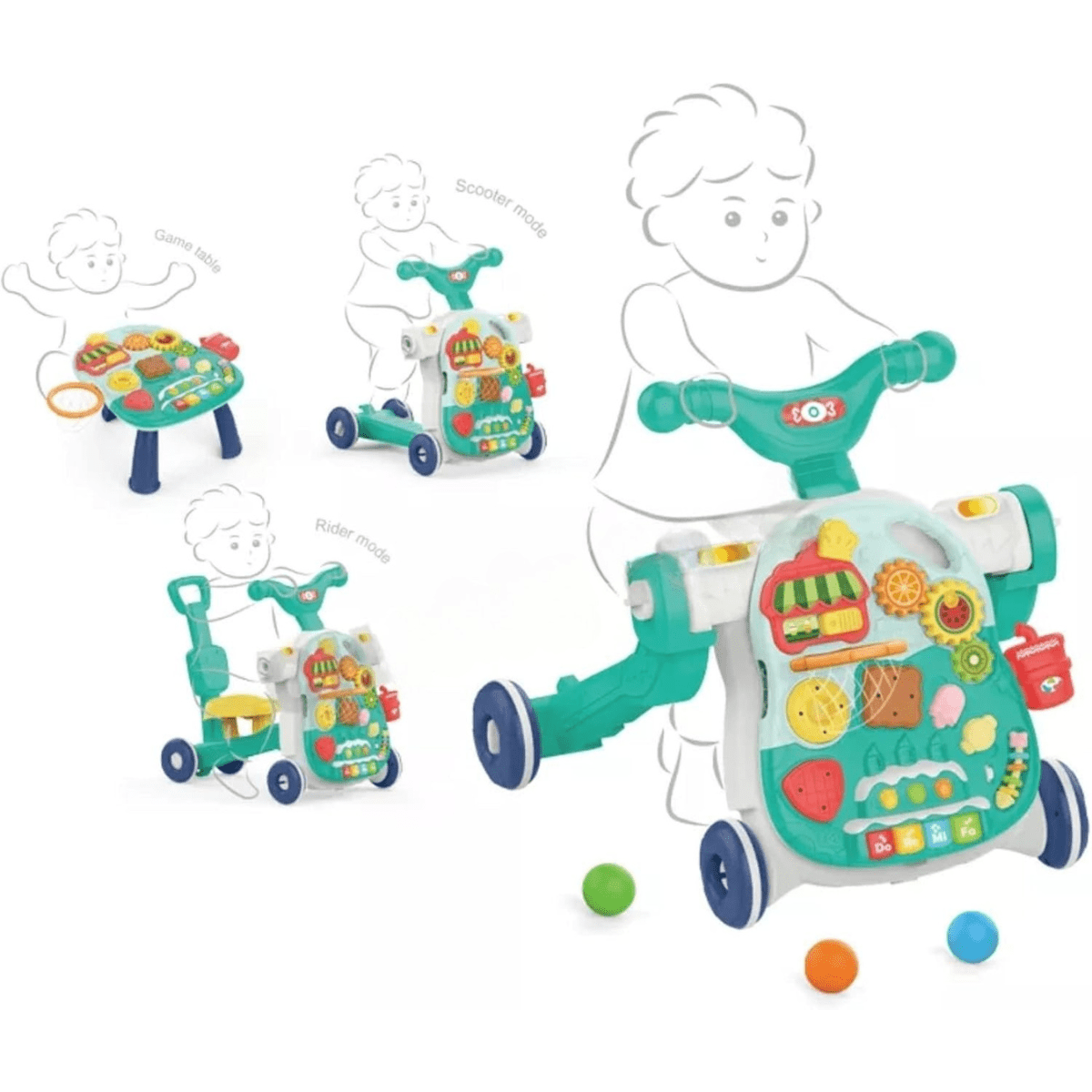 2 in 1 Walker With Balls For Babies It Is Used As A Walker And A Scooty