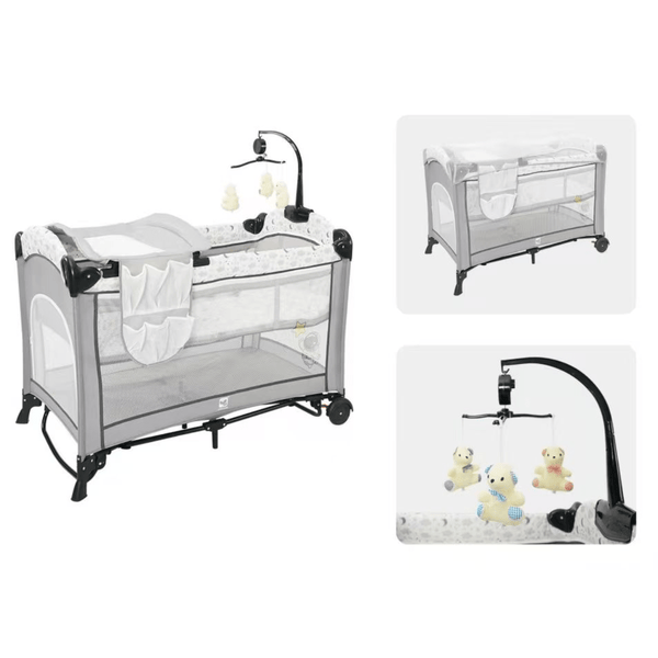 Baby Cot Playpen Baby Crib with Changing Station and Toys - KDD - 970 - Nesh Kids Store