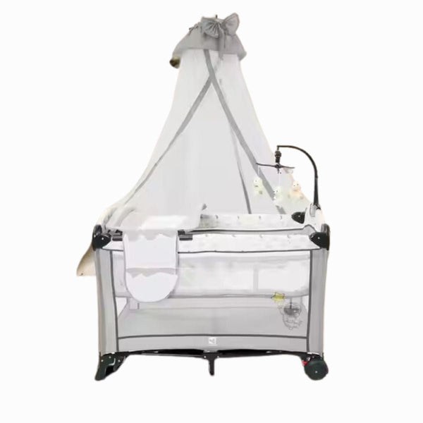 Baby Cot Playpen Baby Crib with Mosquito Net, Changing Station and Toys - KDD - 970F - Nesh Kids Store