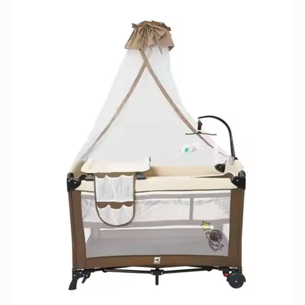 Baby Cot Playpen Baby Crib with Mosquito Net, Changing Station and Toys - KDD - 970F - Nesh Kids Store