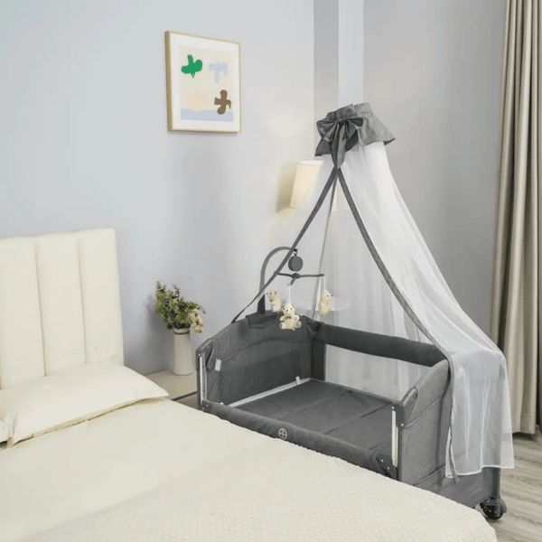 Baby Travel Cot - Bedside Sleeper with Bassinet, Diaper Changer & Net - Nesh Kids Store