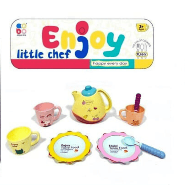 Colourful pretend tea set with cups & sugar pot 3+ - Nesh Kids Store