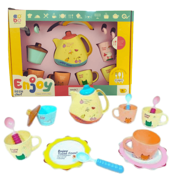 Colourful pretend tea set with cups & sugar pot 3+ - Nesh Kids Store