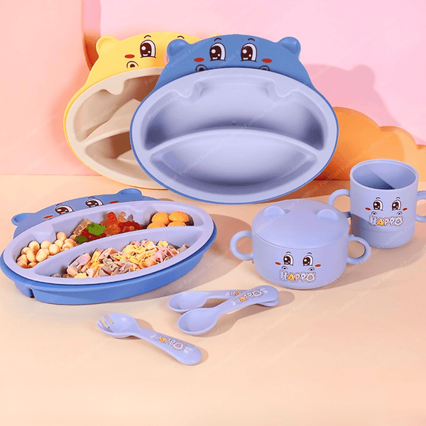 Happy Hippo Bamboo Dinnerware Feeding Set - Nesh Kids Store
