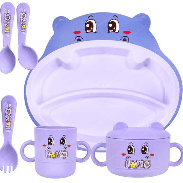 Happy Hippo Bamboo Dinnerware Feeding Set - Nesh Kids Store