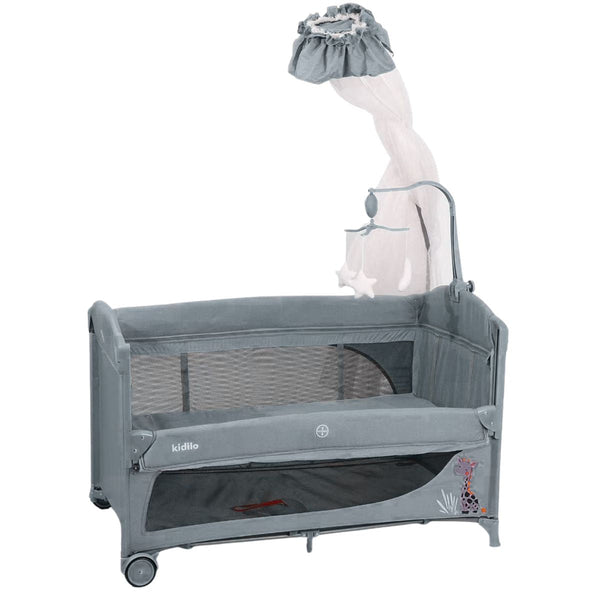 Kidilo Bed Side Travel Cot T - 704L - GREY - Nesh Kids Store