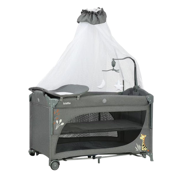 Kidilo Bed Side Travel Cot T - 704L - GREY - Nesh Kids Store