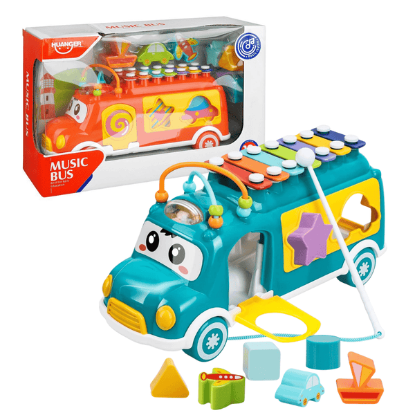 Music Bus Xylophone with 7pcs Puzzle Blocks - Nesh Kids Store