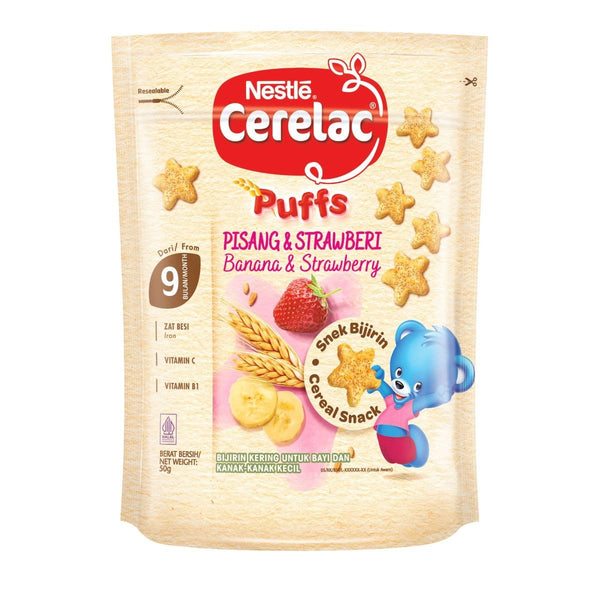Nestle Cerelac Puffs Banana & Strawberry 50g - Nesh Kids Store
