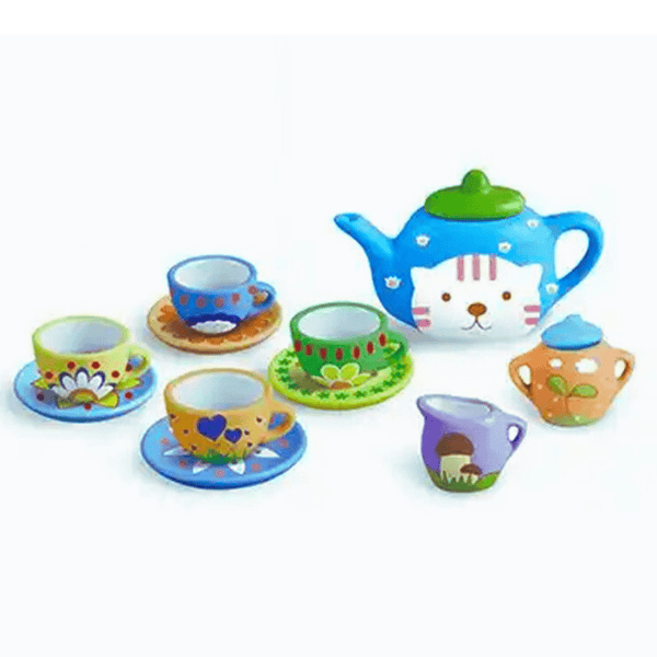 Painted Ceramic Tea Set – 17 PCS Set - Nesh Kids Store