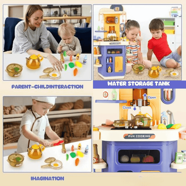 Toddlers Kitchen Playset with Sound, Light, Spray Simulation-Western Kitchen (3+) - Nesh Kids Store