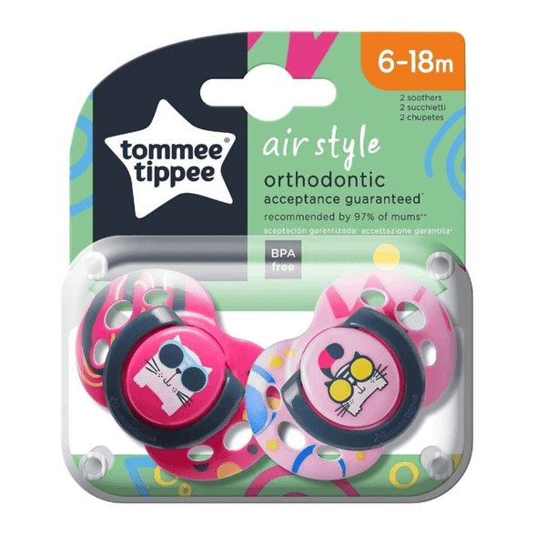 Tommee Tippee 6–18m Air Style Soothers – Twin Pack - Nesh Kids Store