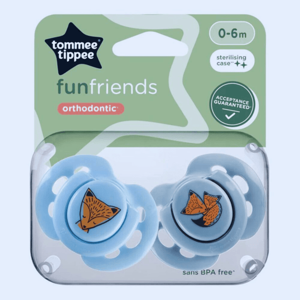 Tommee Tippee Fun Friend Soothers – Pack of 2 (0–6m) - Nesh Kids Store