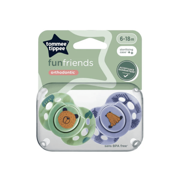 Tommee Tippee Fun Friends Soothers – 6–18m (Twin Pack) - Nesh Kids Store