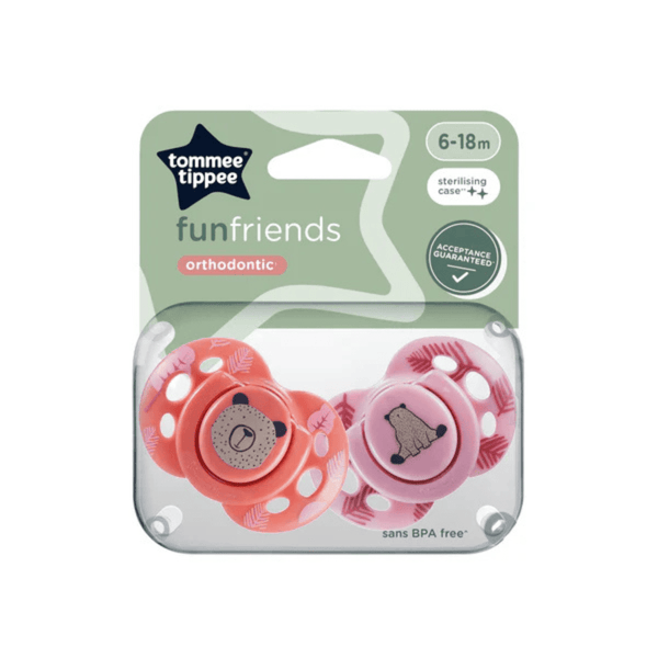 Tommee Tippee Fun Friends Soothers – 6–18m (Twin Pack) - Nesh Kids Store
