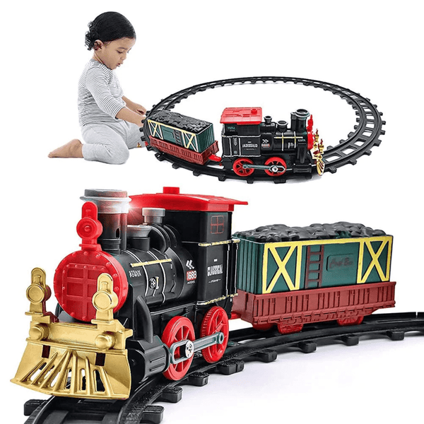 Toy Christmas Train Rail Set Retro Steam with Steam Track 3+ - Nesh Kids Store