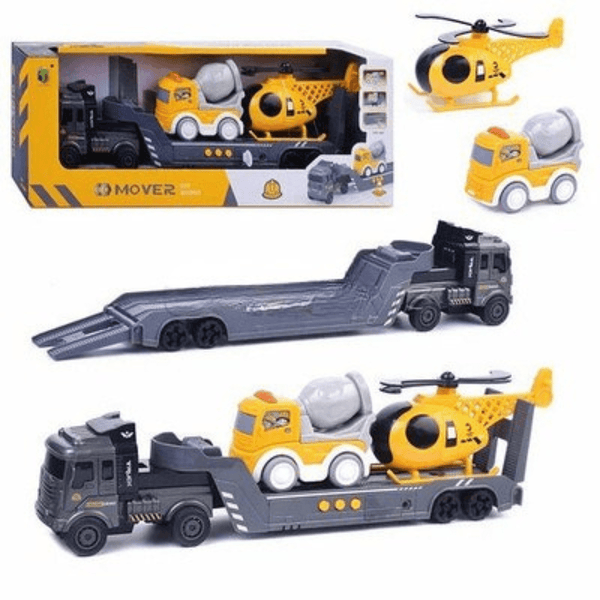 Toy Truck Mover Set with Mixer & Helicopter – For Kids 3+ - Nesh Kids Store