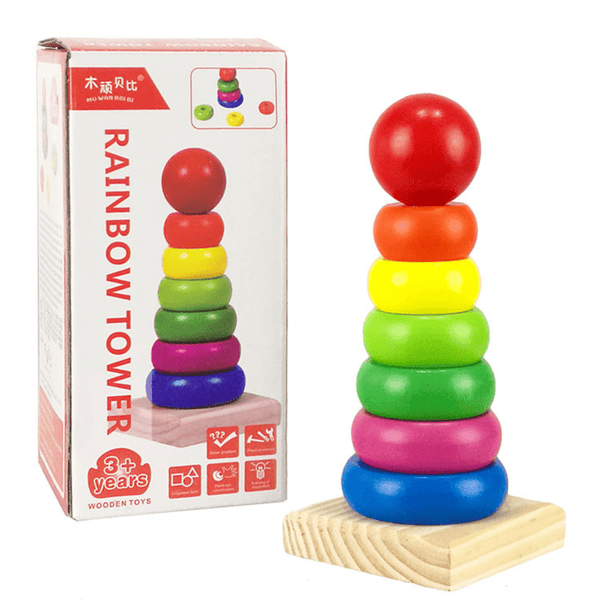 Wooden Rainbow Tower - Nesh Kids Store