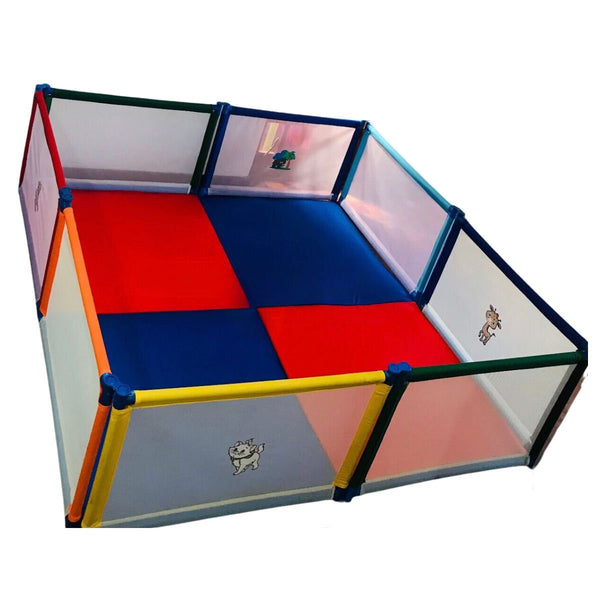 8 Panel Playpen (6.5ft Square Shaped) with Mattress - Nesh Kids Store