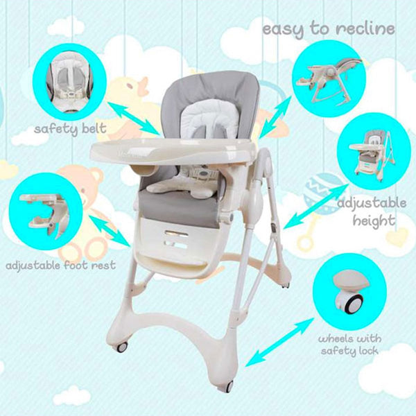 Baby Feeding High Chair (Gray) - Nesh Kids Store