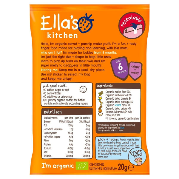 Ella's Kitchen Carrot and Parsnip Melty Puffs - Nesh Kids Store