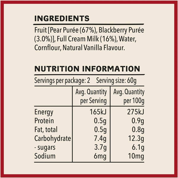 Heinz Pear & Blackberry Custard Baby Food Pouch 6+ Months 120g - Nesh Kids Store