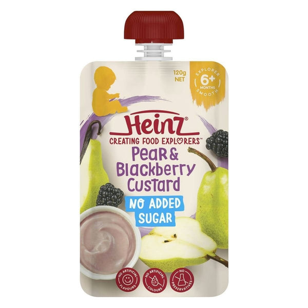Heinz Pear & Blackberry Custard Baby Food Pouch 6+ Months 120g - Nesh Kids Store