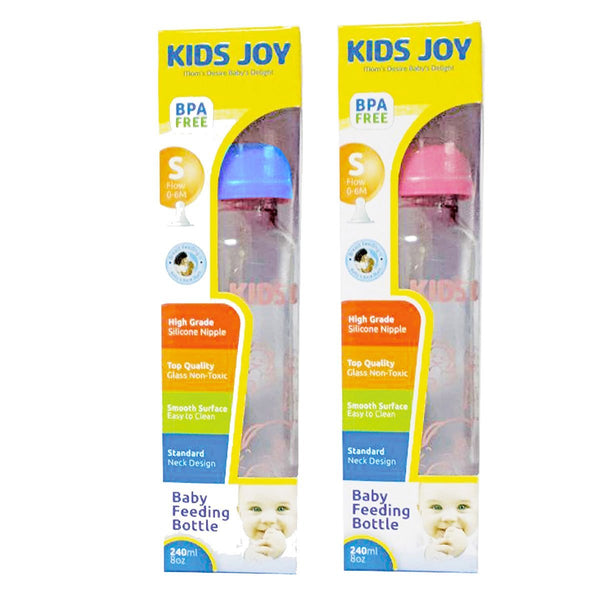 Kids Joy Glass Feeding Bottle 240ml / 8oz - Nesh Kids Store