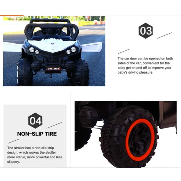 Kids Ride on Jeep with 12V Rechargeable Battery, Music, Lights and Remote Control - A808 - Nesh Kids Store