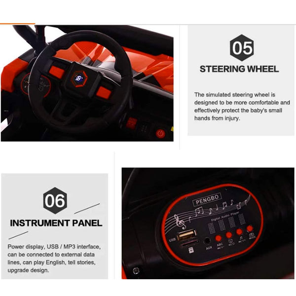 Kids Ride on Jeep with 12V Rechargeable Battery, Music, Lights and Remote Control - A808 - Nesh Kids Store