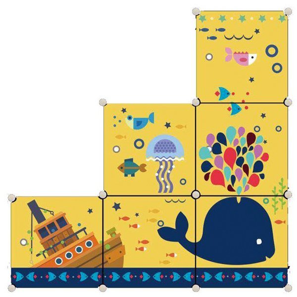 Kids' Storage Organizer - 6 Storage Cube - Yellow Steps Design - Nesh Kids Store