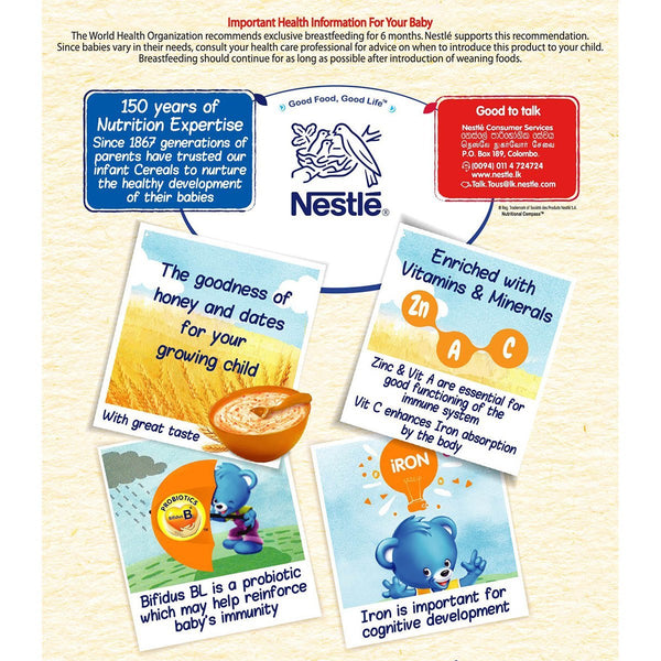 Nestle CEREGROW Junior Cereal with Milk Wheat, Honey & Dates with Milk from 1-3 years 250g Bag In Box Pack - Nesh Kids Store