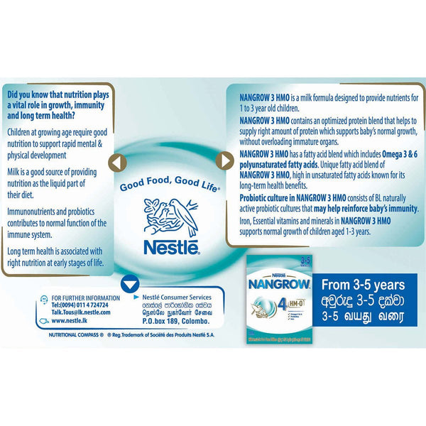Nestle NANGROW 3 HMO Milk Formula for 1 to 3 years Children, 350g Bag In Box Pack - Nesh Kids Store