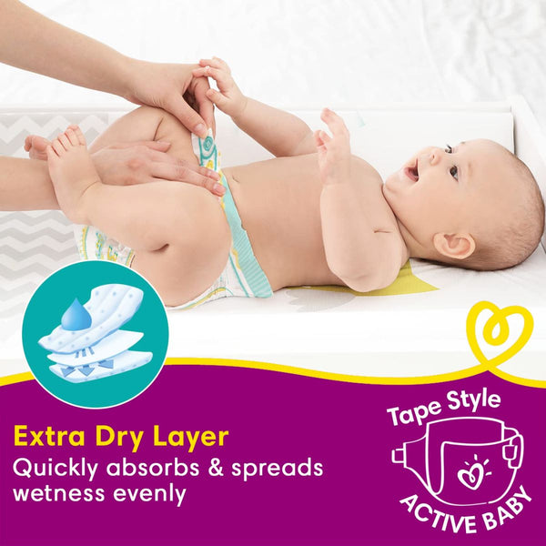 Pampers Taped Diapers Medium 62 Pcs (6-11 KG) - Nesh Kids Store