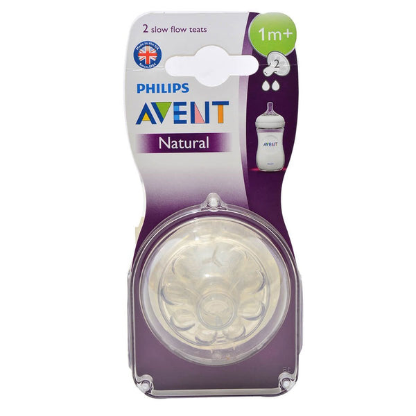 Philips Avent Natural Teat - 1M+ Slow Flow (Twin Pack) - Nesh Kids Store