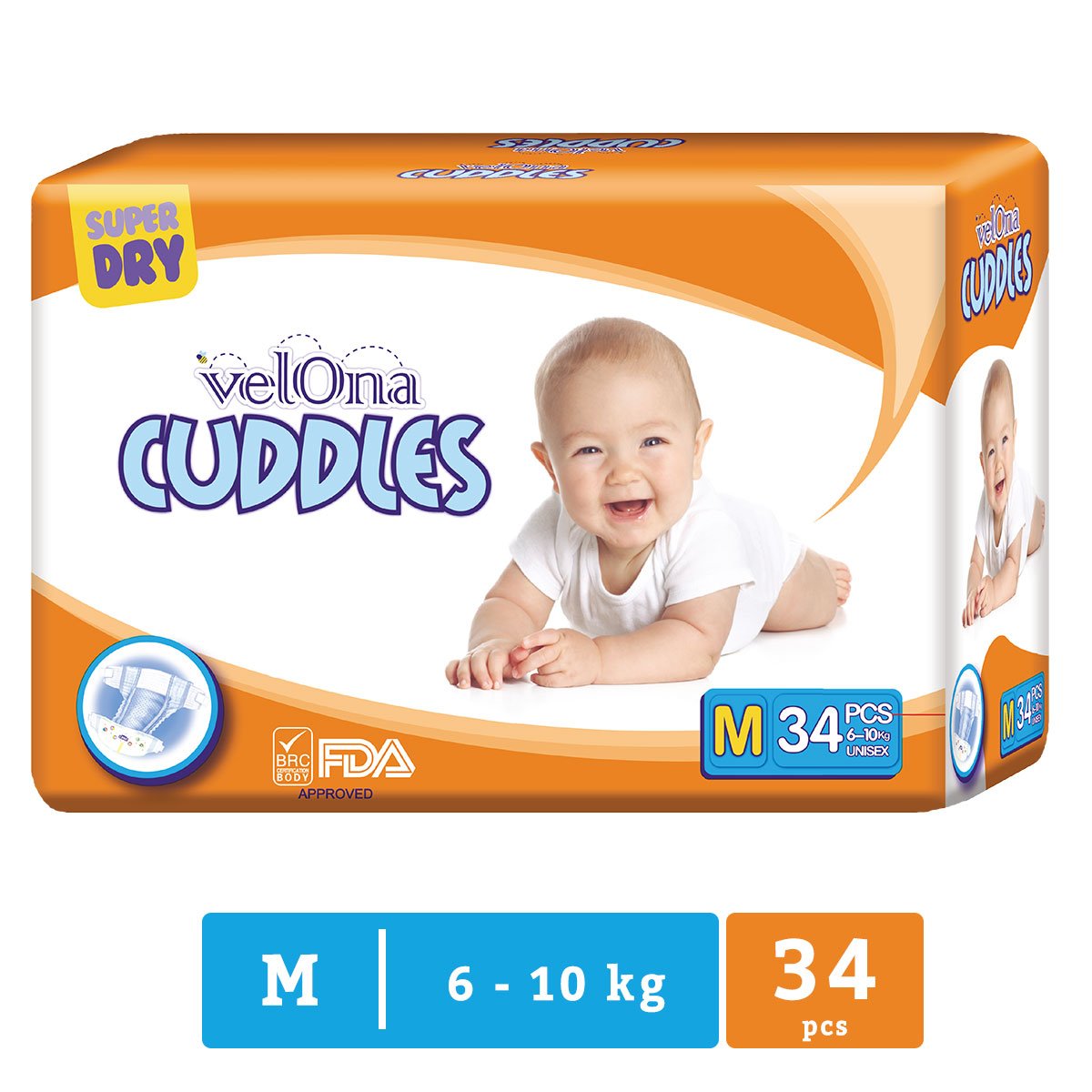 Velona Cuddles Medium Baby Diapers 34 Pc Pack Nesh Kids Store
