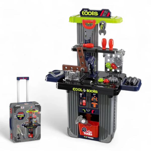 Kids 2-in-1 Tool Workbench & Portable Suitcase – Construction Toy Set (Ages 3+)