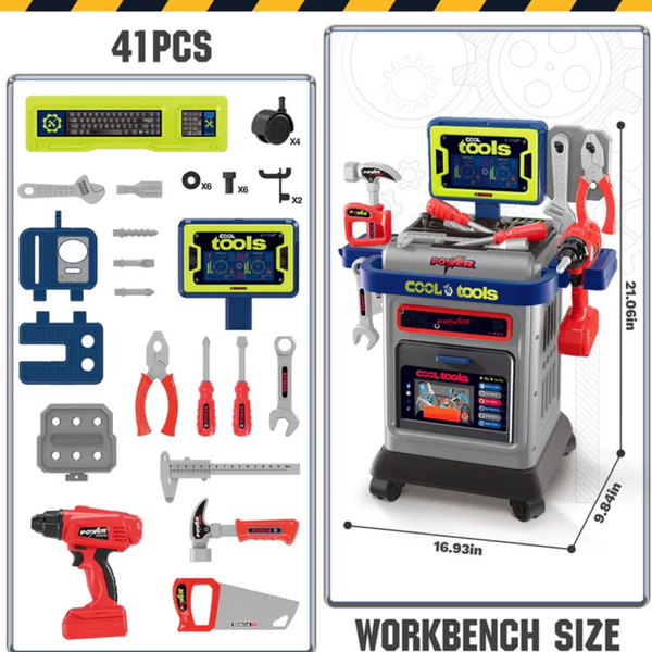 41-Piece Kids Tool Bench with Electric Drill – STEM Workbench Toy (Ages 3+)