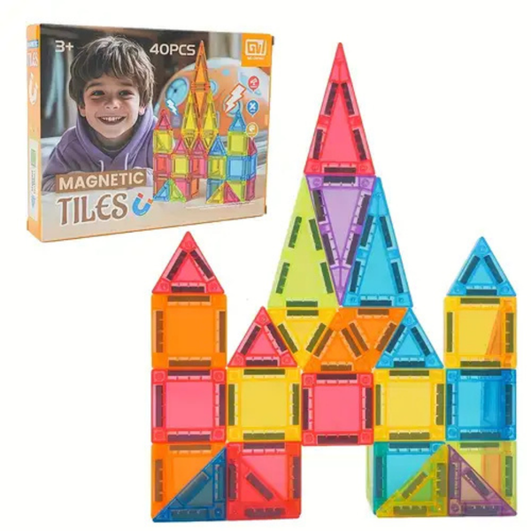 40 Pcs Magnetic Tiles STEM Toy – 3+ - Nesh Kids Store