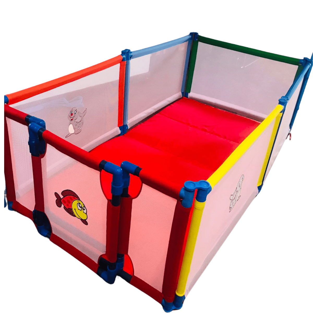 6 Panel Rectangle Playpen with Granny Gate (Poco Casa) + Mattress ...