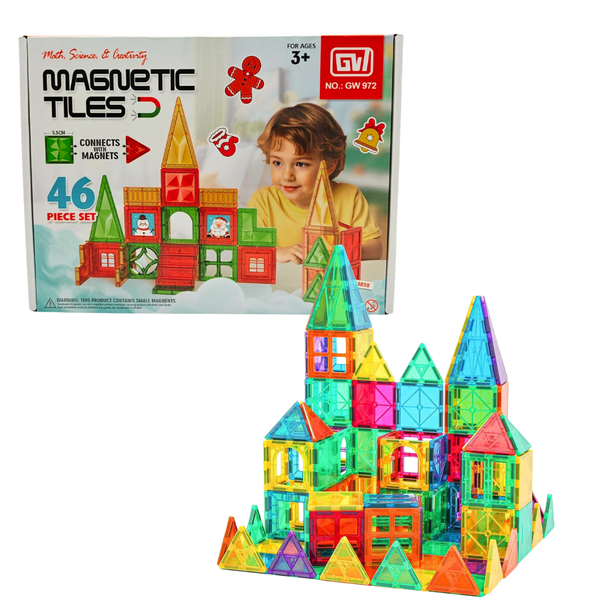 46pcs Magnetic Tiles Toys for Kids 3+