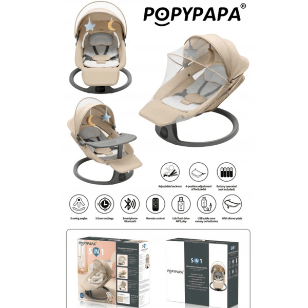 POPY PAPA 5 - in - 1 Baby Electric Swing (0 - 3 Years) - Nesh Kids Store